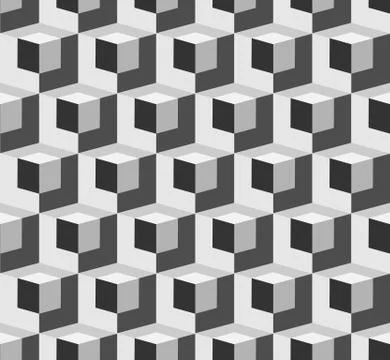3D cubes spatial seamlessly repeatable monochrome pattern Stock Illustration