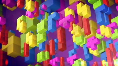 3d cubes from tetris game. Illustrazione stock