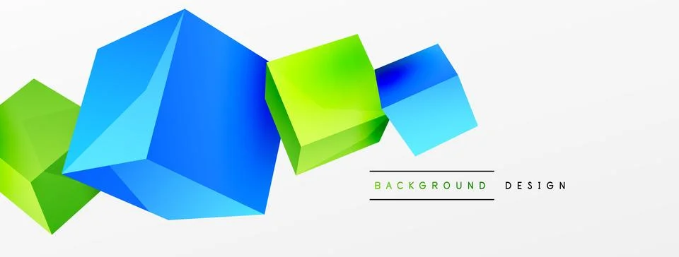 3d cubes vector abstract background. Composition of 3d square shaped basic Stock Illustration