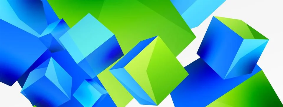 3d cubes vector abstract background. Composition of 3d square shaped basic Stock Illustration
