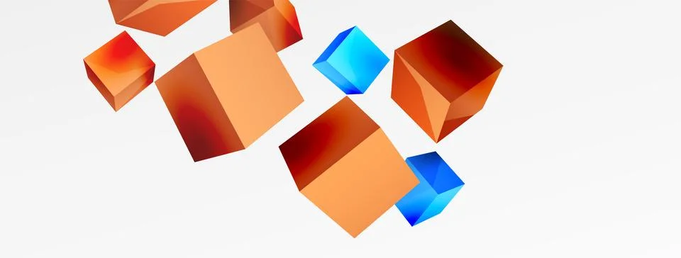 3d cubes vector abstract background. Composition of 3d square shaped basic Stock Illustration