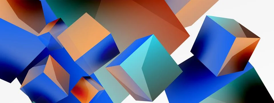 3d cubes vector abstract background. Composition of 3d square shaped basic Stock Illustration