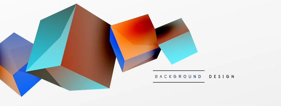 3d cubes vector abstract background. Composition of 3d square shaped basic 스톡 일러스트