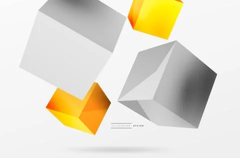 3d cubes vector abstract background. Composition of 3d square shaped basic Stock Illustration