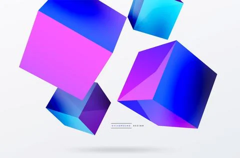 3d cubes vector abstract background. Composition of 3d square shaped basic 스톡 일러스트