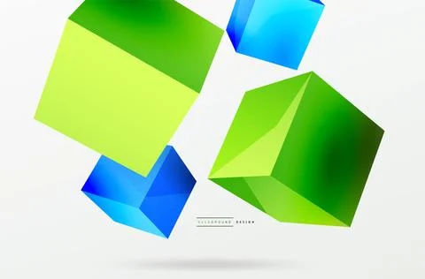 3d cubes vector abstract background. Composition of 3d square shaped basic 스톡 일러스트