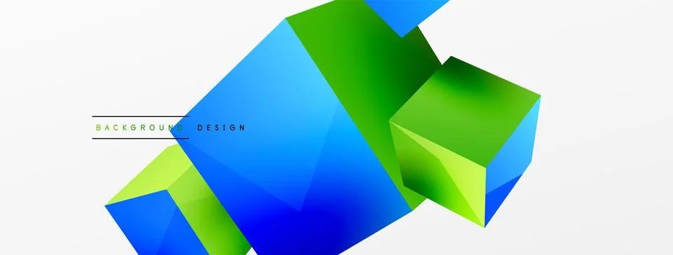 3d cubes vector abstract background. Composition of 3d square shaped basic Stock Illustration