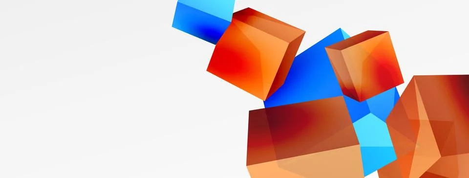 3d cubes vector abstract background. Composition of 3d square shaped basic Stock Illustration