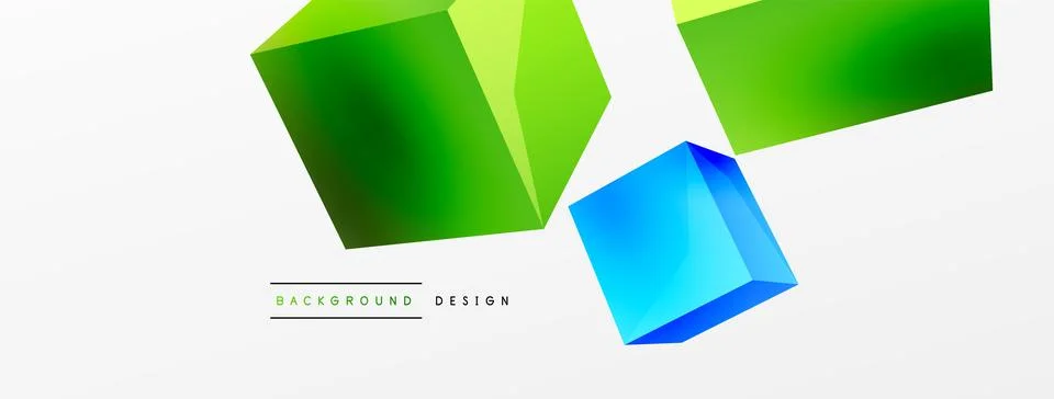 3d cubes vector abstract background. Composition of 3d square shaped basic Stock Illustration