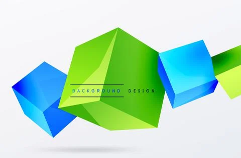 3d cubes vector abstract background. Composition of 3d square shaped basic Stock Illustration
