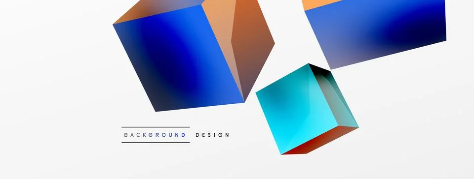 3d cubes vector abstract background. Composition of 3d square shaped basic Stock Illustration