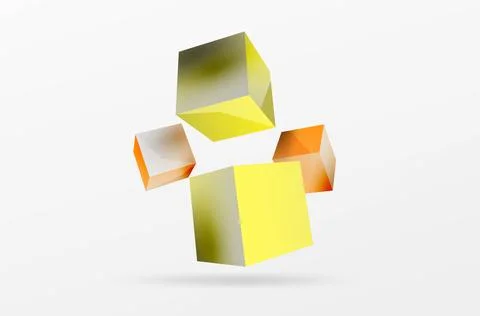 3d cubes vector abstract background. Composition of 3d square shaped basic Stock Illustration