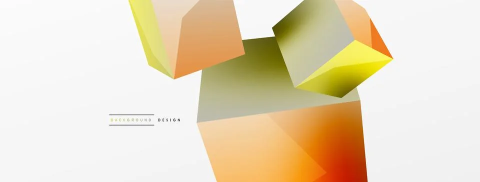 3d cubes vector abstract background. Composition of 3d square shaped basic Stock Illustration