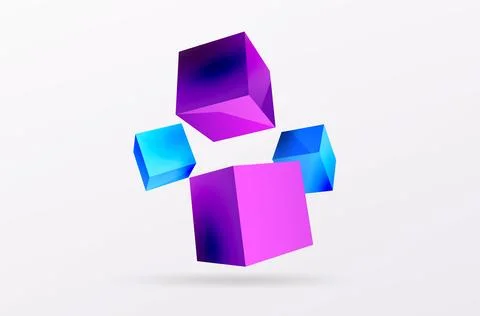 3d cubes vector abstract background. Composition of 3d square shaped basic Stock Illustration