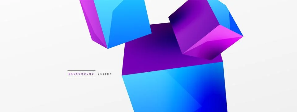 3d cubes vector abstract background. Composition of 3d square shaped basic Stock Illustration