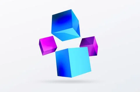 3d cubes vector abstract background. Composition of 3d square shaped basic Stock Illustration