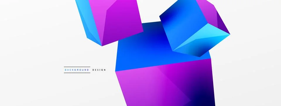 3d cubes vector abstract background. Composition of 3d square shaped basic Stock Illustration