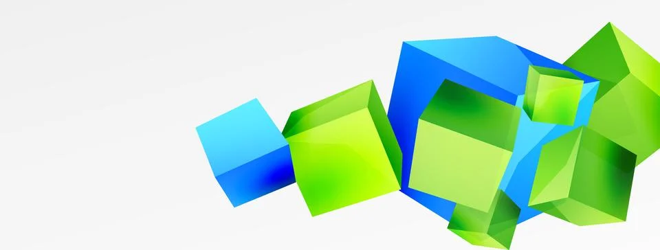 3d cubes vector abstract background. Composition of 3d square shaped basic Stock Illustration