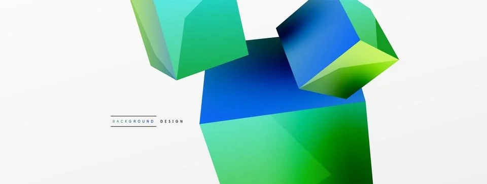 3d cubes vector abstract background. Composition of 3d square shaped basic Stock Illustration