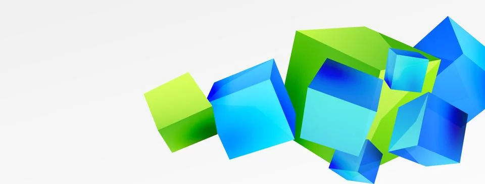 3d cubes vector abstract background. Composition of 3d square shaped basic 스톡 일러스트