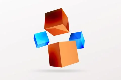 3d cubes vector abstract background. Composition of 3d square shaped basic Stock Illustration