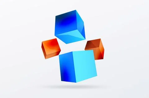 3d cubes vector abstract background. Composition of 3d square shaped basic 스톡 일러스트