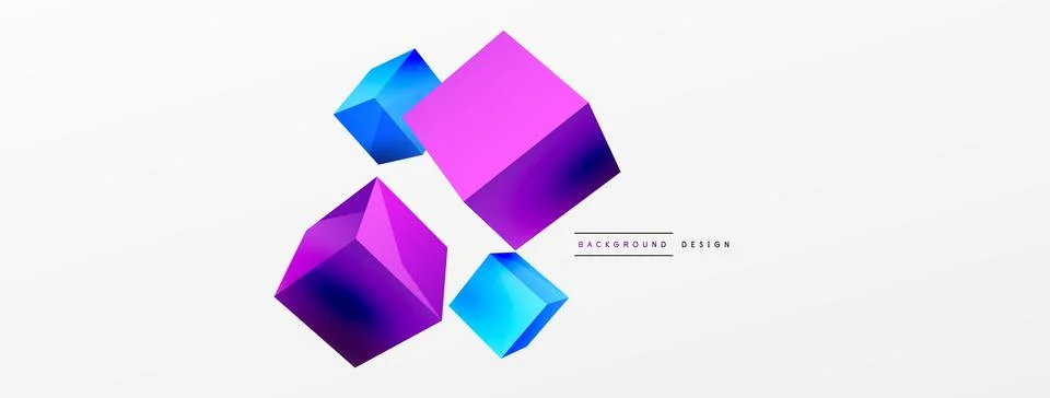 3d cubes vector abstract background. Composition of 3d square shaped basic Stock Illustration