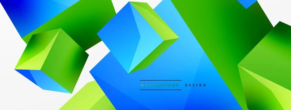 3d cubes vector abstract background. Composition of 3d square shaped basic Stock Illustration