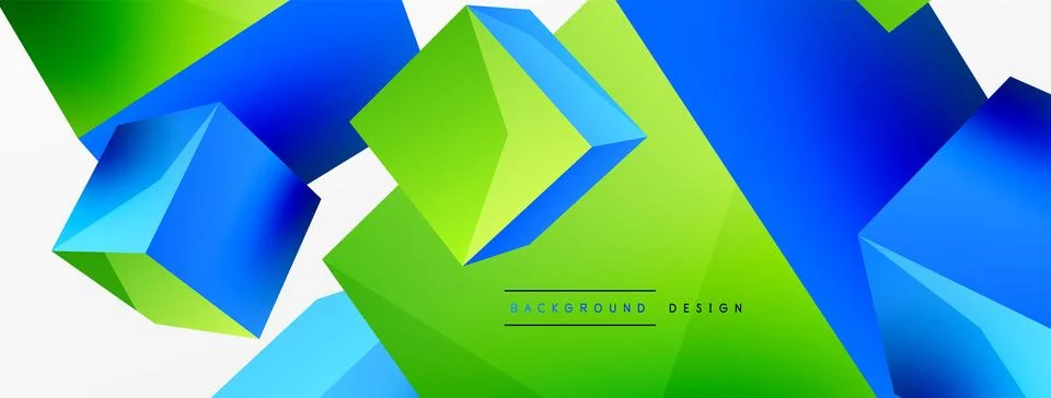 3d cubes vector abstract background. Composition of 3d square shaped basic Stock Illustration