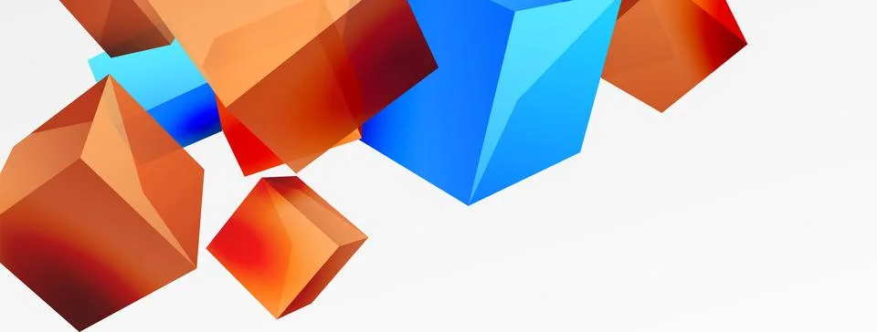 3d cubes vector abstract background. Composition of 3d square shaped basic 스톡 일러스트