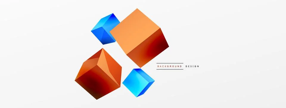 3d cubes vector abstract background. Composition of 3d square shaped basic Stock Illustration