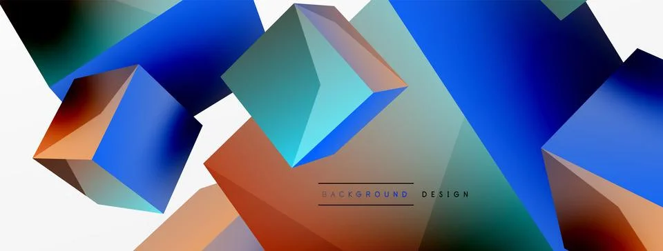 3d cubes vector abstract background. Composition of 3d square shaped basic Stock Illustration