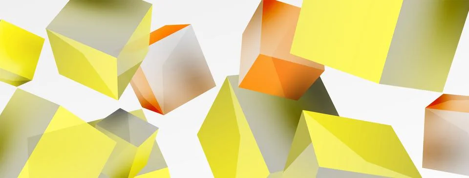 3d cubes vector abstract background. Composition of 3d square shaped basic Stock Illustration