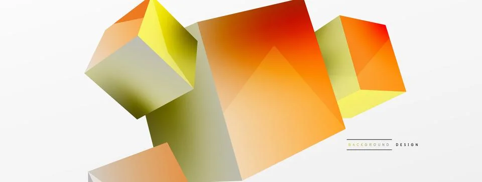 3d cubes vector abstract background. Composition of 3d square shaped basic Stock Illustration