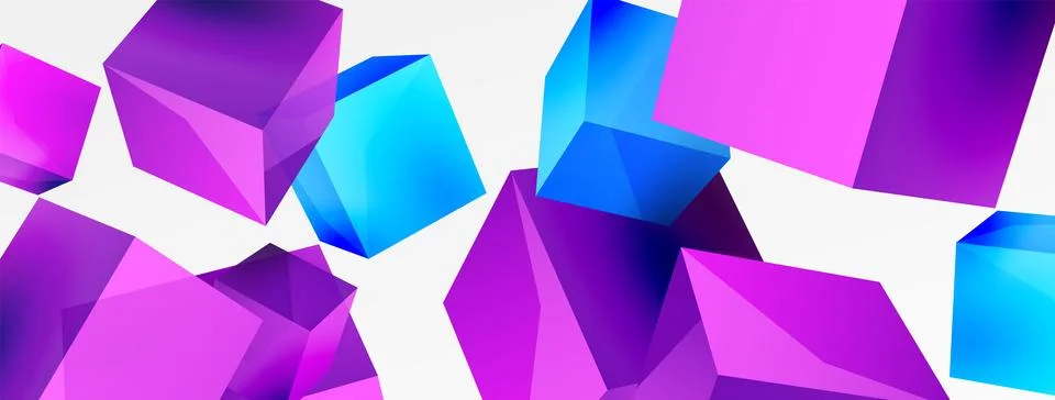 3d cubes vector abstract background. Composition of 3d square shaped basic Stock Illustration