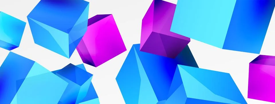 3d cubes vector abstract background. Composition of 3d square shaped basic Stock Illustration