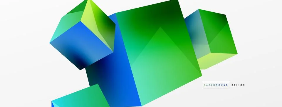 3d cubes vector abstract background. Composition of 3d square shaped basic Stock Illustration