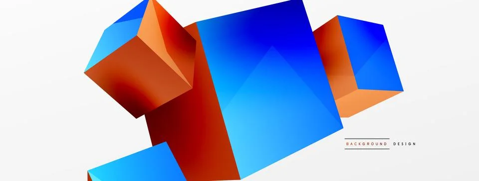 3d cubes vector abstract background. Composition of 3d square shaped basic Stock Illustration