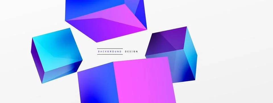 3d cubes vector abstract background. Composition of 3d square shaped basic Stock Illustration