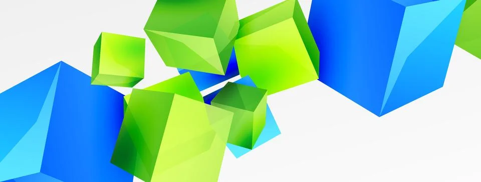 3d cubes vector abstract background. Composition of 3d square shaped basic Stock Illustration