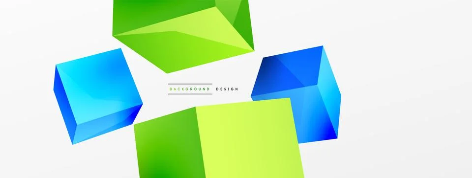 3d cubes vector abstract background. Composition of 3d square shaped basic Stock Illustration
