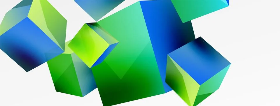 3d cubes vector abstract background. Composition of 3d square shaped basic Stock Illustration