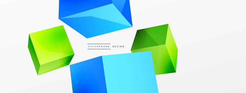 3d cubes vector abstract background. Composition of 3d square shaped basic Stock Illustration