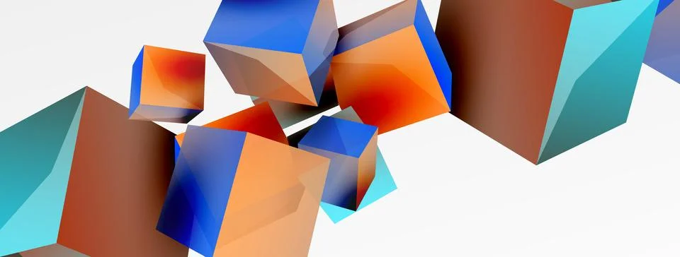 3d cubes vector abstract background. Composition of 3d square shaped basic Illustrazione stock