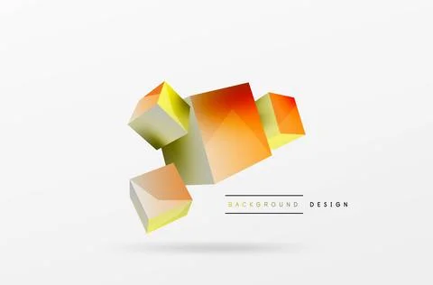 3d cubes vector abstract background. Composition of 3d square shaped basic Stock Illustration