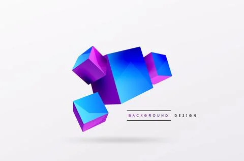 3d cubes vector abstract background. Composition of 3d square shaped basic Stock Illustration