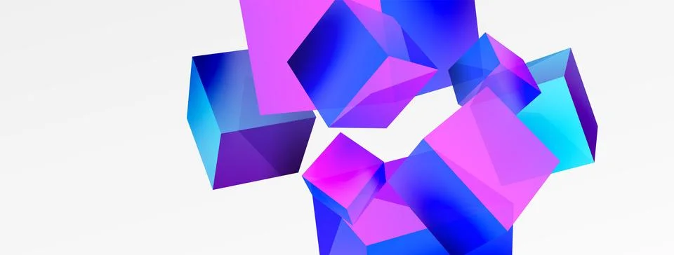 3d cubes vector abstract background. Composition of 3d square shaped basic Stock Illustration