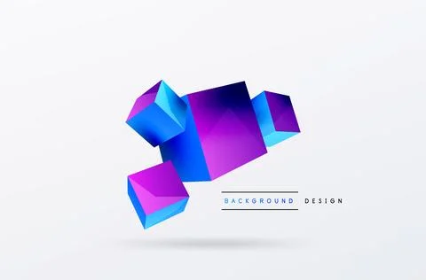 3d cubes vector abstract background. Composition of 3d square shaped basic 스톡 일러스트