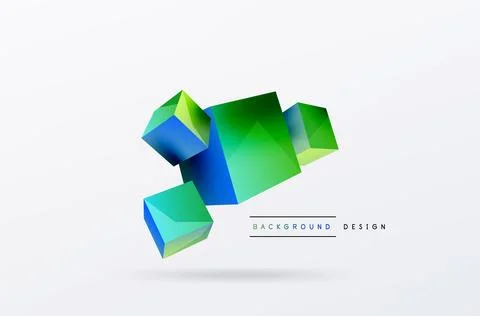 3d cubes vector abstract background. Composition of 3d square shaped basic Stock Illustration