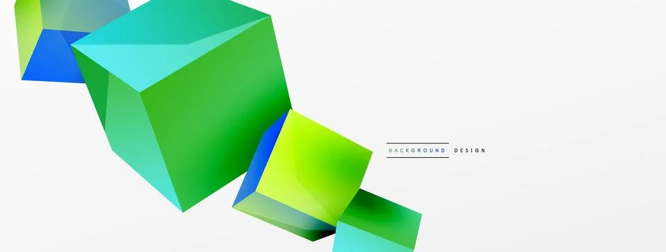 3d cubes vector abstract background. Composition of 3d square shaped basic Stock Illustration